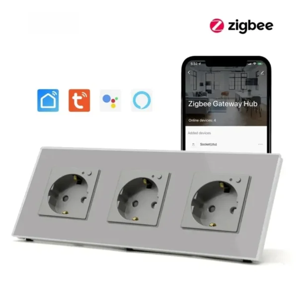 Almo Smart Socket Zigbee 3 Gang Zigbee with Power Monitoring