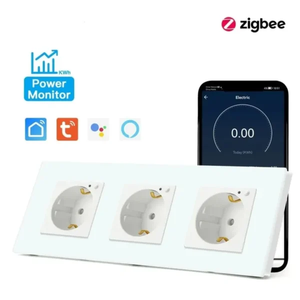 Almo Smart Socket Zigbee 3 Gang Zigbee with Power Monitoring - Image 2