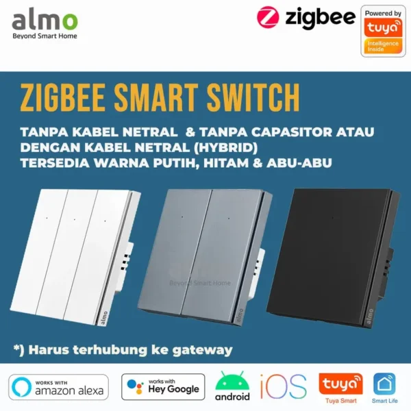 ALMO Smart Switch Frameless Button Zigbee 2 Gang